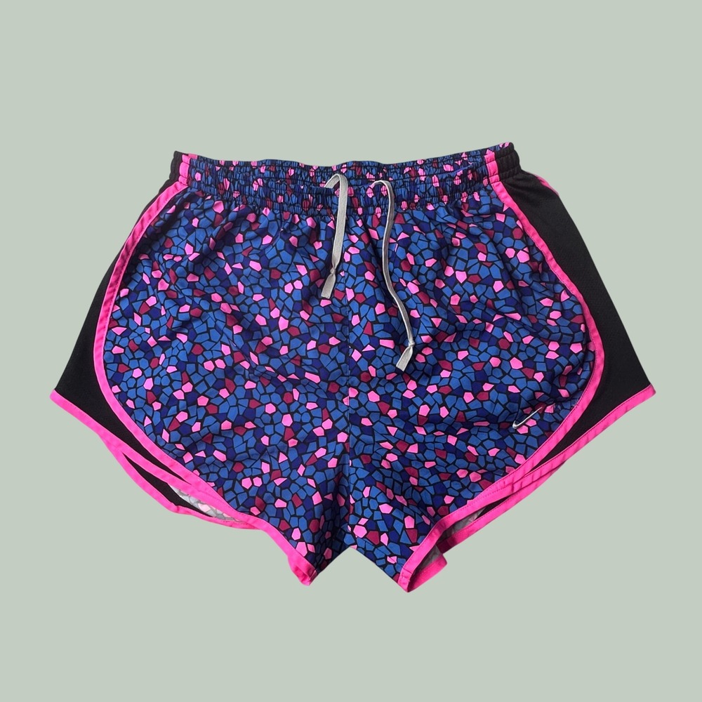 Nike Shorts Womens M Blue Dri-FIT Mosaic Print Running Athletic 709487-480